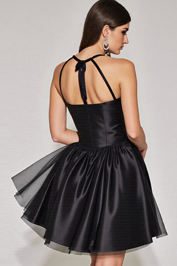Halter Black A Line Keyhole Homecoming Dress